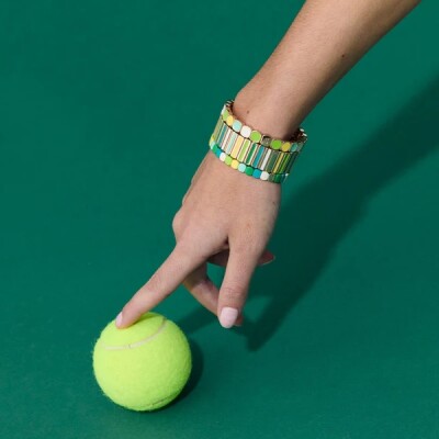 Bracelet Simone à Bordeaux Colorful Mini en métal émaillé club citron M