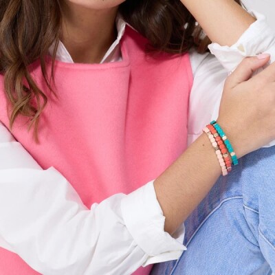 Bracelet Simone à Bordeaux Colorful Mini en métal émaillé corail M