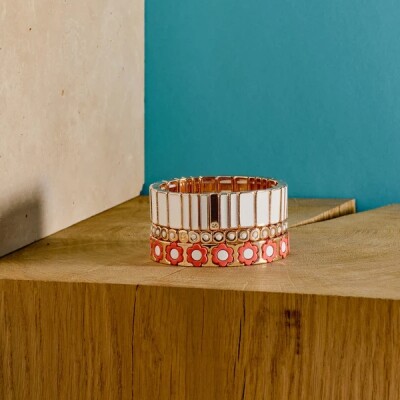 Bracelet Simone à Bordeaux Colorful Mini en métal émaillé cristal blanc M