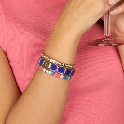 Bracelet Simone à Bordeaux Colormind Maxi Indigo en métal doré émaillé M