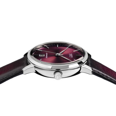 Montre 1977 Edmond Automatique 40mm Cadran lie de vin, cuir bordeaux