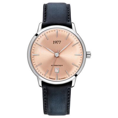 Montre 1977 Edmond Automatique 40mm Cadran saumon, cuir noir