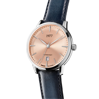 Montre 1977 Edmond Automatique 40mm Cadran saumon, cuir noir