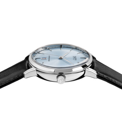 Montre 1977 Edmond Automatique 40mm Cadran bleu glacier, cuir noir