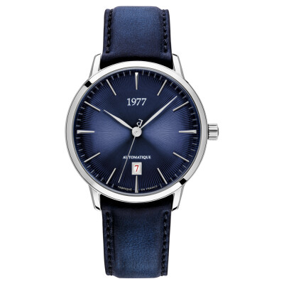 Montre 1977 Edmond Automatique 40mm Cadran bleu, cuir bleu