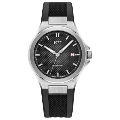 Montre 1977 Arsène Automatique 42,5mm Cadran noir, bracelet caoutchouc noir
