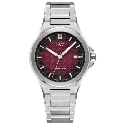 Montre 1977 Arsène Automatique 42,5mm Cadran bordeaux, bracelet acier