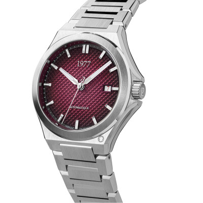 Montre 1977 Arsène Automatique 42,5mm Cadran bordeaux, bracelet acier