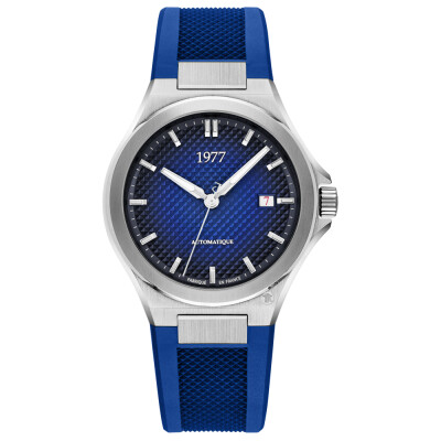 Montre 1977 Arsène Automatique 42,5mm Cadran bleu, bracelet caoutchouc bleu