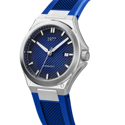 Montre 1977 Arsène Automatique 42,5mm Cadran bleu, bracelet caoutchouc bleu