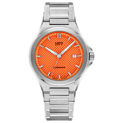 Montre 1977 Arsène Automatique 42,5mm Cadran orange, bracelet acier