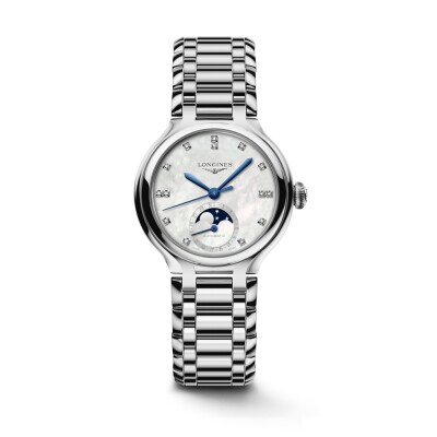 Longines PrimaLuna Automatic cadran nacre index diamants 34 mm