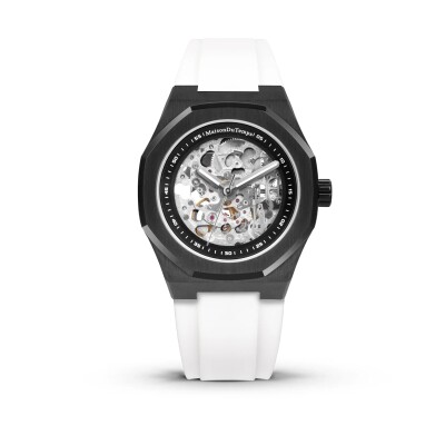 Mntre Homme Maison Du Temps MTBETA 4mm SKELETON Black Edition Silicone Blanc
