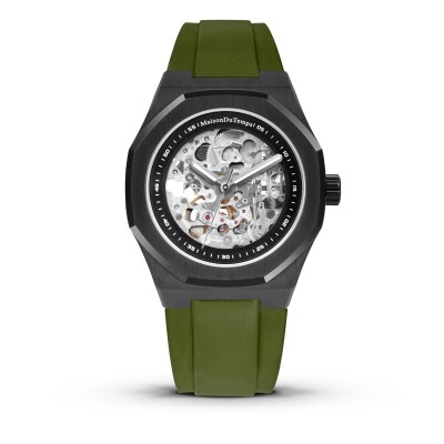Mntre Homme Maison Du Temps MTBETA 4mm SKELETON Black Edition Silicone Kaki