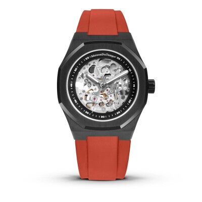 Mntre Homme Maison Du Temps MTBETA 4mm SKELETON Black Edition Silicone Rouge