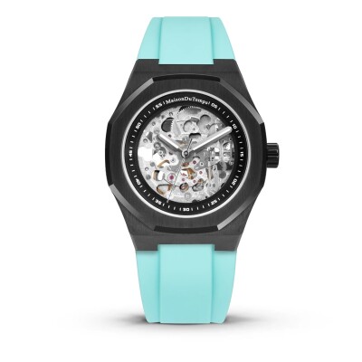 Mntre Homme Maison Du Temps MTBETA 4mm SKELETON Black Edition Silicone Turquoise
