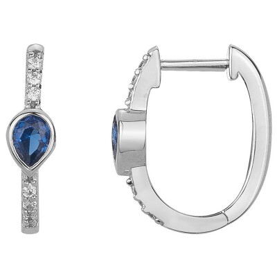 Boucles d'oreilles en argent pavées d'oxydes de zirconium blancs et spinelles synthétiques bleues