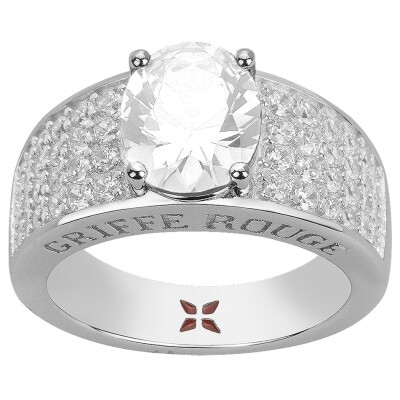 Bague Griffe Rouge en argent et oxydes de zirconium