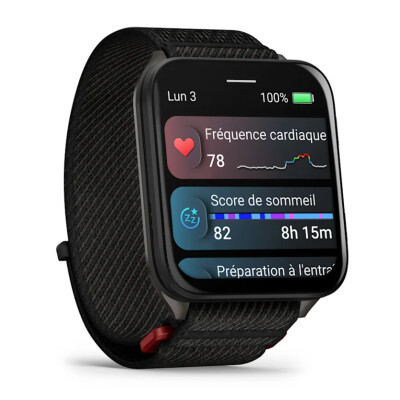 Venu® X1 Noire avec fond de boîtier en titane gris ardoise et bracelet en nylon ComfortFit noir