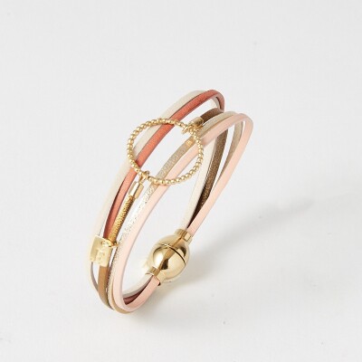 Bracelet Flowersforzoé ANNABELLE Let It Be en cuir et métal doré T2