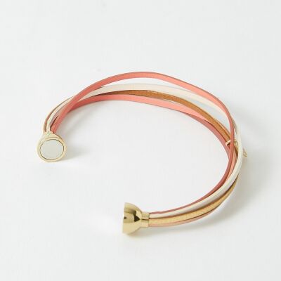 Bracelet Flowersforzoé ARTISTE Let It Be en cuir et métal doré T1