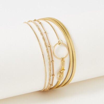 Bracelet Flowersforzoé CLOVER Metallic Gold en cuir et métal doré T2