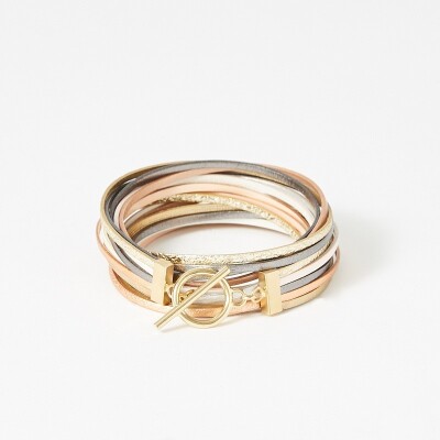 Bracelet Flowersforzoé MAGNUM Ashley en cuir et métal doré T2