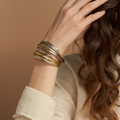 Bracelet Flowersforzoé MAGNUM My Way en cuir et métal doré T2