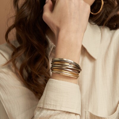 Bracelet Flowersforzoé MAGNUM My Way en cuir et métal doré T2