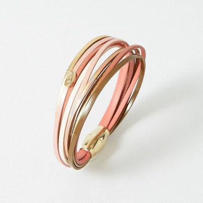Bracelet Flowersforzoé MALICIEUX Let It Be en cuir et métal doré T1