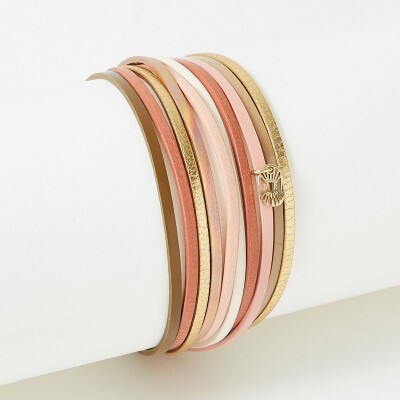 Bracelet Flowersforzoé MALICIEUX Let It Be en cuir et métal doré T1