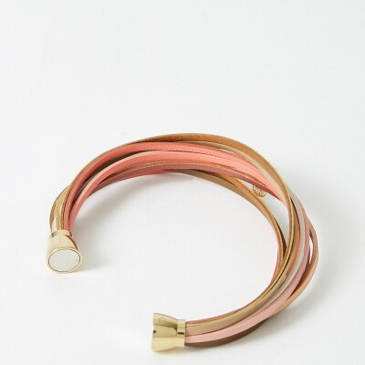Bracelet Flowersforzoé MALICIEUX Let It Be en cuir et métal doré T1