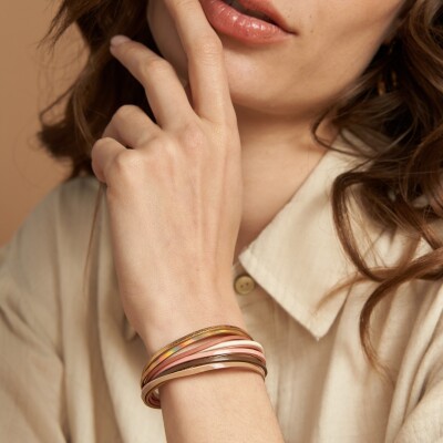 Bracelet Flowersforzoé MALICIEUX Let It Be en cuir et métal doré T1