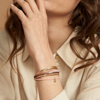 Bracelet Flowersforzoé MALICIEUX Let It Be en cuir et métal doré T1