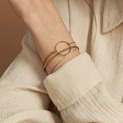 Bracelet Flowersforzoé NOLAH Metallic Gold en cuir et métal doré T2