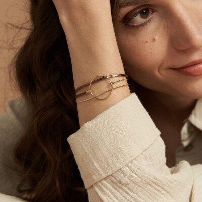 Bracelet Flowersforzoé NOLAH Metallic Brown en cuir et métal doré T2