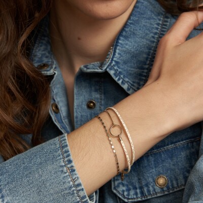 Bracelet Flowersforzoé TABATHA Sable Leo en cuir et métal doré T2
