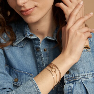 Bracelet Flowersforzoé TABATHA Metallic Gold en cuir et métal doré T2