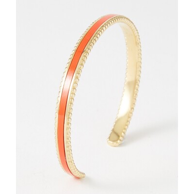Bracelet jonc Flowersforzoé TUESDAY Orange Blood en cuir et métal doré