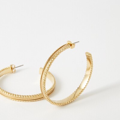 Boucles d'oreilles FlowersForZoé WEDNESDAY Metallic Gold en métal doré et cuir