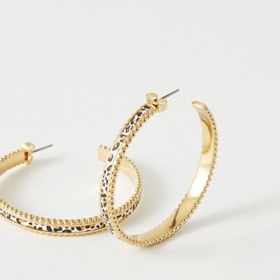 Boucles d'oreilles FlowersForZoé WEDNESDAY White Leo en métal doré et cuir