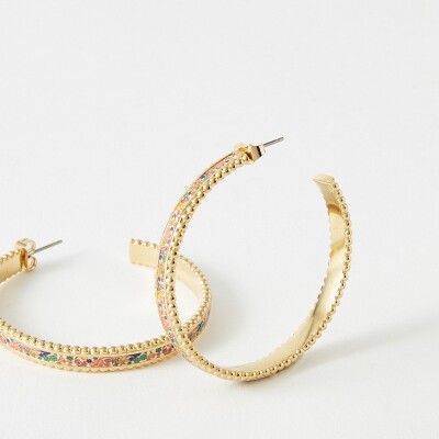 Boucles d'oreilles FlowersForZoé WEDNESDAY Flowerprint en métal doré et cuir
