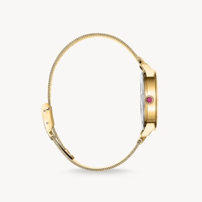 Montre pour femme kaléidoscope libellule vert couleur or jaune