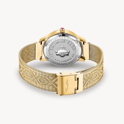 Montre pour femme kaléidoscope libellule vert couleur or jaune