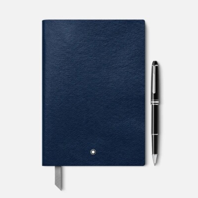 Coffret Montblanc Meisterstück Rollerball Platiné et Carnet #146 bleu