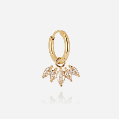 Mono boucle d'oreille ZAG en acier doré et oxydes de zirconium