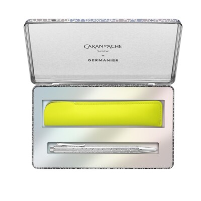 Set CARAN D'ACHE ECRIDOR™ GERMANIER Stylo Bille Platiné et Étui en Cuir – Édition Spéciale