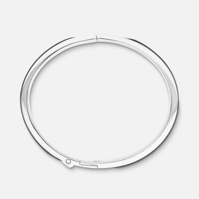 Bracelet Jonc Montblanc Acier et inserts cuir noir T.63