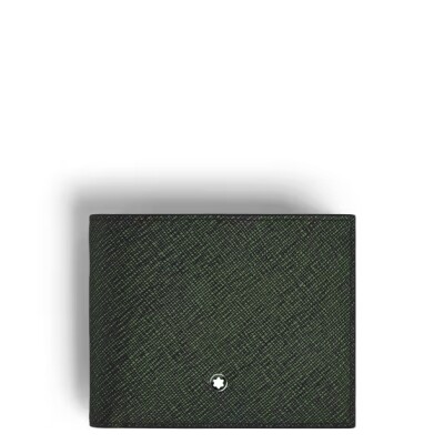 Portefeuille Montblanc 6cc en Cuir Sartorial Tweed Kaki