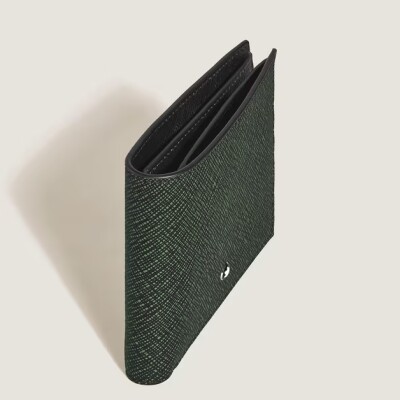 Portefeuille Montblanc 6cc en Cuir Sartorial Tweed Kaki